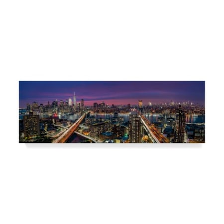Thomas D Morkeberg 'Manhattan Sunset Skyline' Canvas Art,10x32